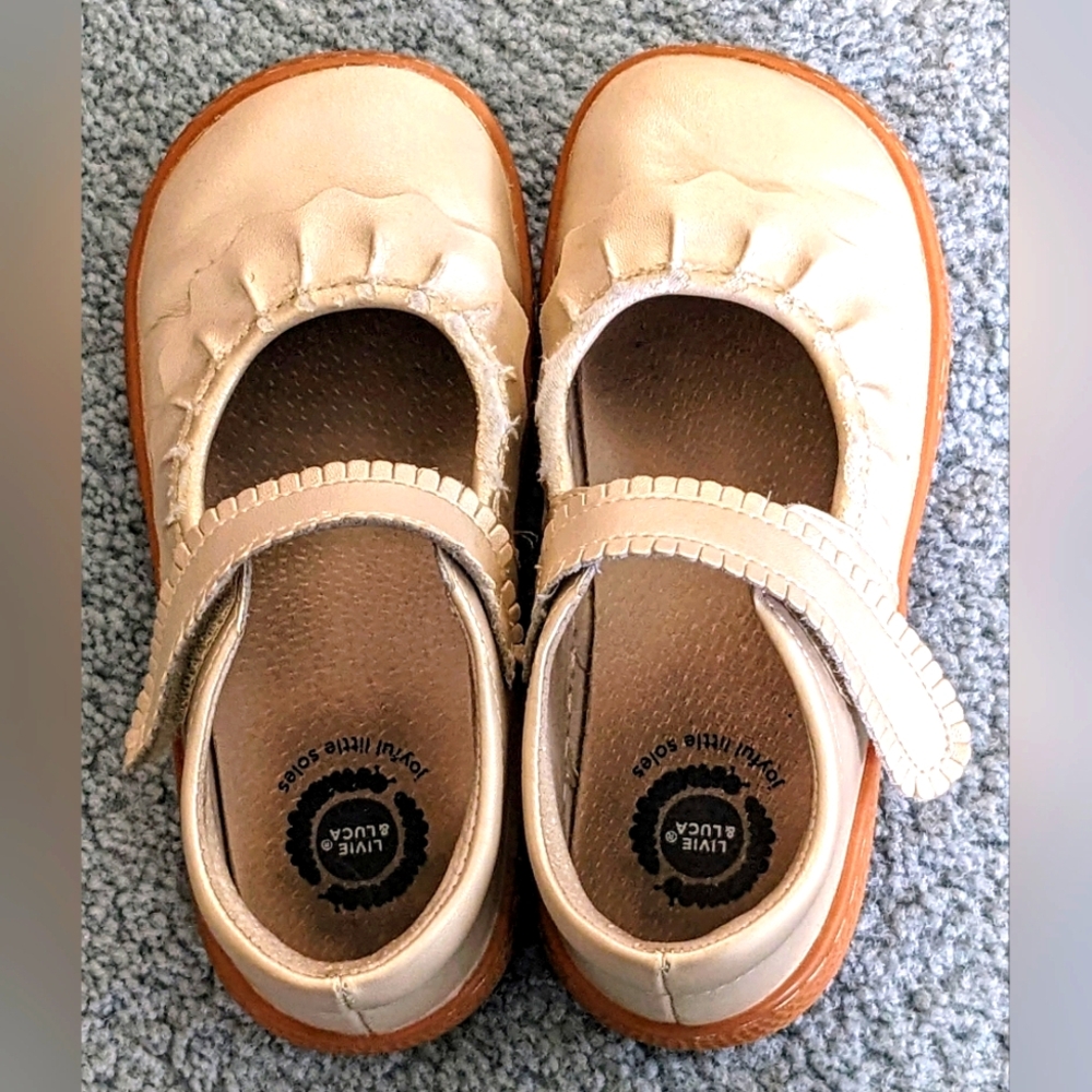 Livie & Luca Ruche Classic Mary Jane Shoes - Champagne